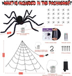 16.4 X 15.8Ft Giant Spider Web Halloween Decorations with 250 LED Lights, Halloween Spider Web Outdoor with 5Ft Large Spider, 3.53 Oz Stretch Web and 20 Small Spiders for Yard House Party Decoration