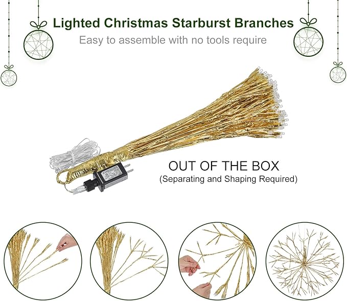 Christmas led Sparkle Ball Hanging Outdoor décorations -Haning Twig Ball,Snowflake Ornament Lights Indoor Outdoor Festive Holiday Décor 24Inch (Warm White)