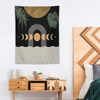 Abstract Boho Tapestry, Mid Century Tropical Tree Leaves Modern Geometric Arch Bohemian Botanical Tapestry, Home Aesthetic Wall Hanging Art Decor for Living Room Bedroom Dormitory 40x60 Inch