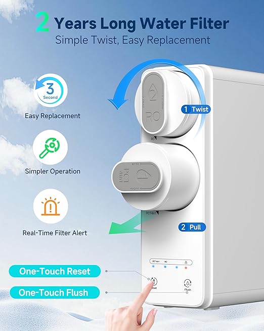 Ecoviva Tankless Reverse Osmosis Water Filter, NSF/ANSI 58 Certified, 8 Stage Under Sink RO Water Filtration System, 600 GPD Fast Flow, 2.5:1 Pure to Drain, Reduces PFAS, White