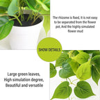 Tiita 1 Pack Fake Plants Artificial Scindapsus Aureus in Pots, Realistic Fake Greenery Potted Plants for Home Office Desk Window Sill Bathroom Bedroom Outdoor Indoor