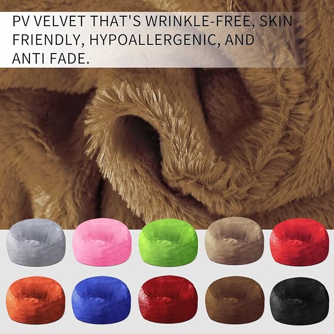 Bean Bag Chair for Adults 5FT,Soft Removable Cover for Teens/Girls Bedroom,Fluffy Giant Round Floor Beanbag Lounger Chairs (No Filler,Deep Coffee)