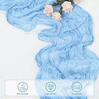 6 Pack Baby Blue Cheesecloth Table Runner 20 x 120 Inch Long Rustic Gauze Cheese Cloth Table Runner for Wedding 10FT Bridal Baby Shower Table Decorations Boho Fabric Sheer Birthday Party Table Decor