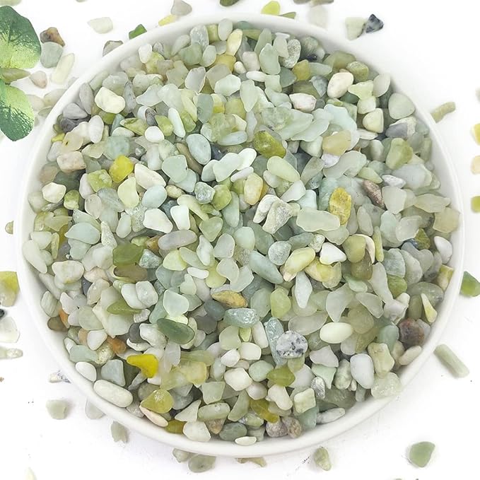 10LB Succulent and Cactus Pebbles, 1/5 Inch Jade Natural Decorative Polished Stones, River Rocks for Plants, Vases and Outdoor Gardening,Green