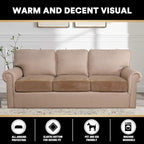 PrinceDeco Super Soft Couch Cushion Covers for Sectional Couch, Velvet Sofa Slipcover for Cushion Sofa pet Friendly with Elastic Bottom(Each Width Up to 29.5", Camel)