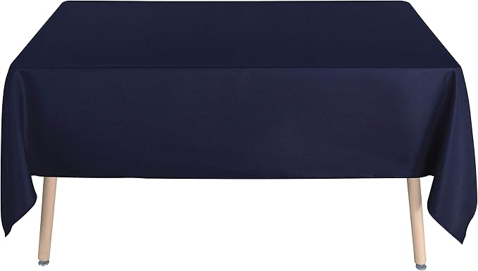 sancua Rectangle Tablecloth - 60 x 84 Inch - Stain and Wrinkle Resistant Washable Polyester Table Cloth, Decorative Fabric Table Cover for Dining Tables, Buffet Parties and Camping, Navy