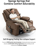 Large Power Lift Chairs Recliners for Elderly with Heated and Massage, Upgraded Dual Motor Lay Flat Recliners, 25in Extra Wide Seat, Cup Holder, Side Pocket…, Brown/Breathing Leather