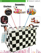 LANGYASHAN Rectangular Storage Bin Collapse Canvas Fabric Cartoon Storage Basket with Handles for Organizing Home Kitchen Boys and Girls Toys Office Closet Shelf Baskets (Rec-Racing flag)