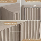 Fluted Buffet Cabinet with Storage, 60" Sideboard Buffet Accent Cabinet with 4 Door & Solid Wood Handle, Modern Buffet Table Credenza Console Cabinets for Living Room, Dining Room, Kitchen, Oak(1PCS)