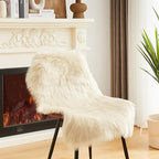 AMTOVO Faux Fur Rug, Beige Small Area Rug, Fluffy Sheepskin Rug, Fuzzy Ultra Soft 2 x 3 ft Shag Rugs for Bedroom Sofa Throw Cushion Room Decor, Sheepskin