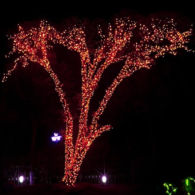DAZZLE BRIGHT Halloween 300 LED String Lights, 100FT Connectable String Lights with 8 Lighting Modes, Halloween Decorations for Party Carnival Supplies, Indoor Outdoor Yard Garden Decor (Orange)