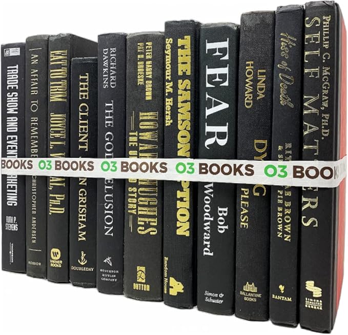 Curated Decorative Books Hardcover Décor Books for Home Décor, Choose Color, Interior Design, Office, Wedding Display, Instant Library, or Staging (Three Feet, Black)