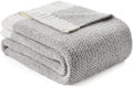 Snuggle Sac Buttery Grey Throw Blanket for Couch, Reversible Super Soft Warm Blankets Cozy Knit Fuzzy Plush Lightweight Throws for Sofa, Bed, Heather Grey, 50"x 60"