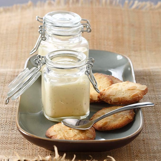 Spice Jars, 12 Pack 4oz Small Glass Jars with Airtight Hinged Lid, With 12 Spice Labels & Silicone Funnels, Airtight Glass Jars for Spices, Art Craft Storage (12 Pack)