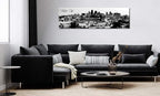 Pictures for Bedroom Black and White Wall Art Kansas City Panoramic Cityscape Skyline Canvas Art Prints for Living Room Office Home Decor Framed and Ready to Hang 13.8"x47.3"