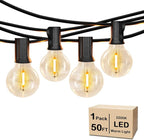 50FT LED G40 Globe String Lights, Shatterproof Outdoor Patio String Lights with 50+2 Dimmable Edison Bulbs, 50 Backyard Hanging Bistro Light Waterproof for Balcony Party Wedding Market Cafe