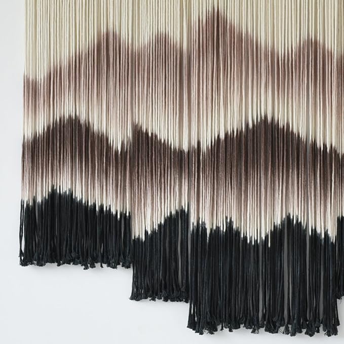 IOWER Large Macrame Wall Hanging Mountain Handmade Brown Dip-Dyed Boho Wall Decor 5Pcs Art Wall Decor for Bedroom Living Room Fiber Art Tapestry