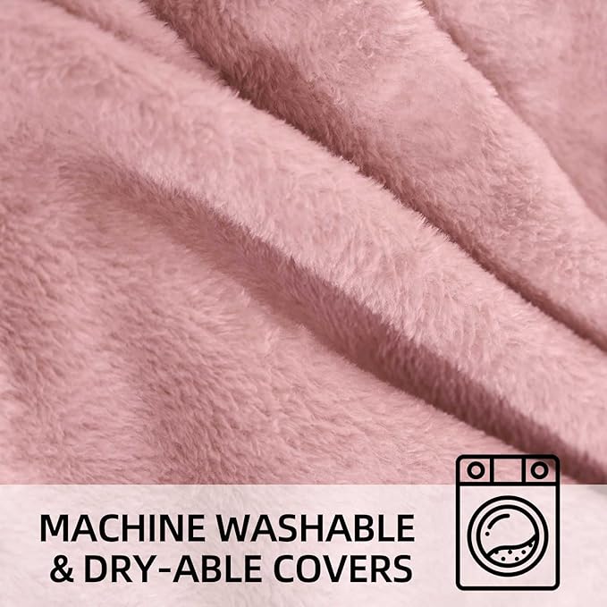 Bean Bag Chair 5Ft, Memory Foam Filled, Large Beanbag Chairs for Adults and Teens, Soft Sofa with Removable Flannel Cover, Round Couch for Living Room Bedroom College Dorm (Pink, 5FT-60×60"×24")