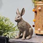DiliComing Grey Resin Rabbit Garden Statue - Large Garden Statues for Home Yard Decor Garden Statues for Outside Balcony Bunny Decor for Garden Gifts 9 × 5 × 12 Inch