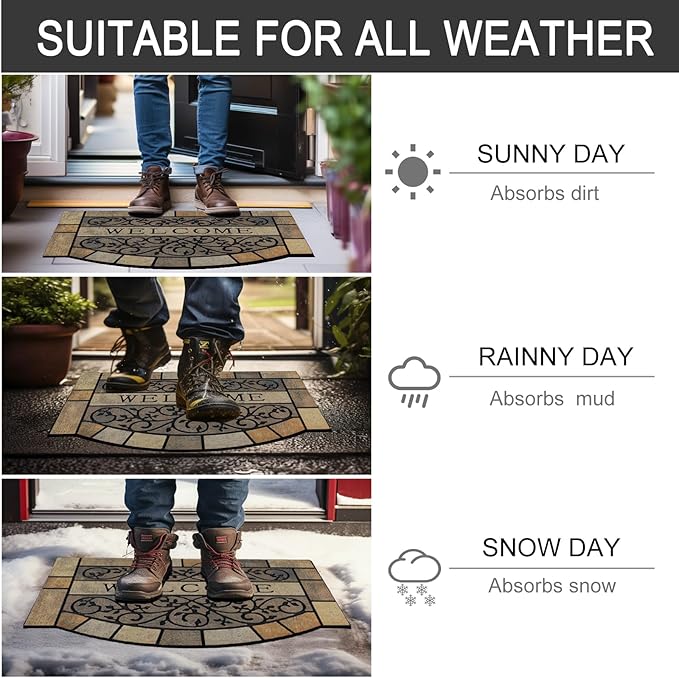 CHICHIC Door Mat Welcome Mat 17x 29 Inch Front Door Mat Outdoors for Home Entrance Outdoors Mat for Outside Entry Way Doormat Entry Rugs, Heavy Duty Non Slip Rubber Back Low Profile,Vine