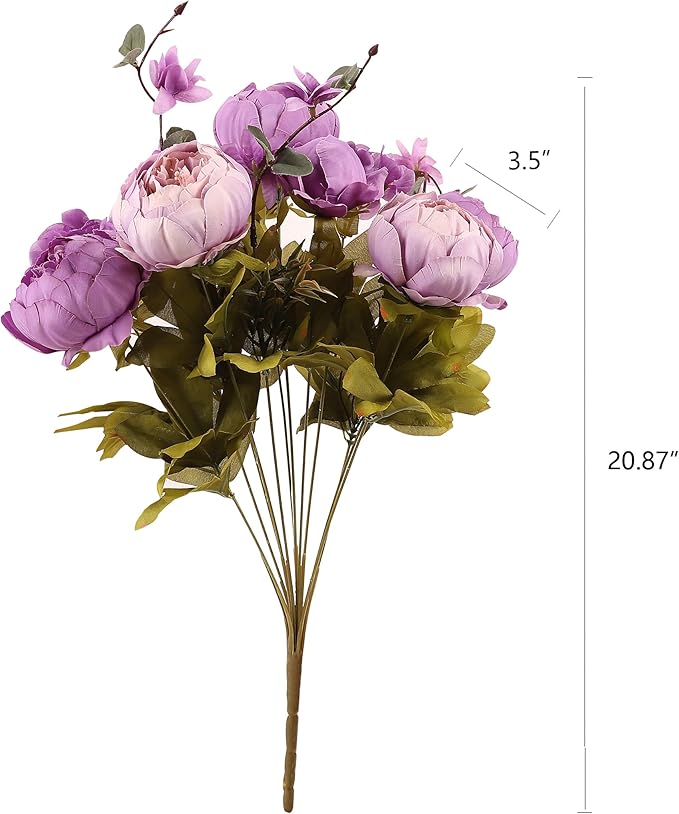 Duovlo Fake Flowers Vintage Artificial Peony Silk Flowers Wedding Home Decoration,Pack of 1 (New Purple)