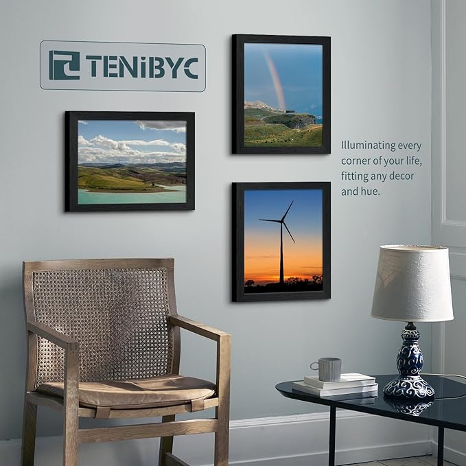 11x14 Picture Frame Set - 3 Pack, Textured Black Solid Wood, HD Tempered Glass, Wall Gallery Photo Frame