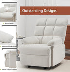 Rocker Recliner Chair, Overstuffed Manual Rocking Recliner for Adults, Upholstered Comfy Soft Fabric Living Room Reclining Sofa Chair (Beige Fabric)