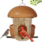 LONA Bird Feeders for Outdoors Hanging – 3 Separate Compartments, 3 Feeding Ports, Weatherproof Dome & 3 Ways to Hang, Large Capacity for Cardinals/Finches (Brown