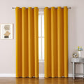 ChrisDowa Room Darkening Curtains 90 Inches Long 2 Panels Set for Living Room, Grommet Thermal Insulated Blackout Curtains for Bedroom (Mustard Yellow, 52 x 90 Inch)