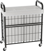 Laundry Hamper 3 Section, 145L Rolling Laundry Sorter Basket with Wheels, 3 Compartment Clothes Organizer Cart, Pull-Out Removable Bags for Laundry Room, Bathroom, Bedroom, White