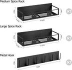 3 Pack Moveable No Drilling Heavy Magnet Spice Rack for Refrigerator Organizers and Storage,Space Saving Kitchen Organization with Magnetic Hooks,Owl Kitchen & Home Decor(Black)