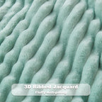 NEWCOSPLAY Super Soft King Blanket New Sage Green Premium Silky Flannel Fleece 3D Ribbed Jacquard Lightweight Bed Blanket All Season Use (New Sage Green Ribbed, King(90"x110"))