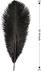 THARAHT Black Ostrich Feathers 12pcs Large Natural Bulk 12-14Inch 30cm-35cm for Wedding Party Centerpieces Halloween and Home Decoration Feathers