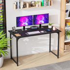 PayLessHere | 47 Inch Computer Desk | Black | Office Desk with Metal Frame, Adjustable Feet | Water-Resistant, Scratchproof Surface | Sturdy Writing Table for Home Office or Study | Pack of 1
