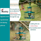 Upgraded Caged Bird Feeders Squirrel-Proof, Flexible Adjustment of Grille Size, 3 Lbs Seed Capacity, DIY Starling-Proof Caged Tube Hanging Wild Bird Feeder, Attract Small Birds(Deep Green)