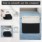 Large Fabric Storage Baskets | 50L Storage Bins, Decorative Linen Closet Baskets with Handles for Organizing, Shelf, Toys, Clothes, Home, Office, Nursery, 17x12x15Inches (Black&White)