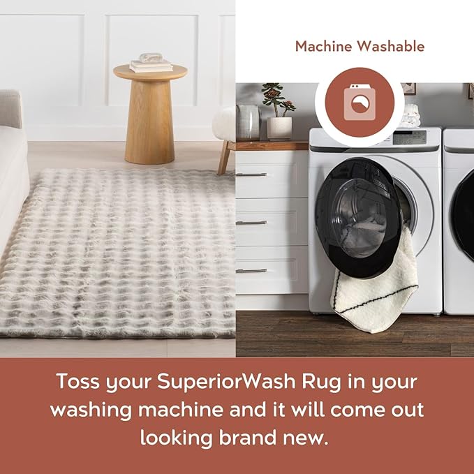 nuLOOM 7'6" x 9'6" Cozy Plush Area Rug, Machine Washable, Non-Slip, Soft Fluffy Shag Carpet for Living Room Bedroom Kids Room Nursery Home Decor, Jeni Grey