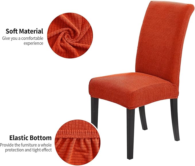 Joccun Chair Covers for Dining Room Set of 8, Dining Chair Slipcovers Stretch Dining Room Chair Covers Seat Protector,Washable Parsons Chair Cover for Home,Hotel,Banquet(Pureed Pumpkin,8 Pack)