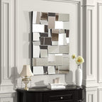 KOHROS Modern Geometric Irregular Mirror for Wall Decor 44" x 30" Decorative Mirror with Beveled Glass for Entryway Hallway Living Room Home Decor Horizontal or Vertical Hanging