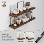 Heimlove 48W x 12D Long Floating Shelf, 12 Inch Deep Floating Shelves for Wall Set of 2, Wood Shelves for Bedroom Living Room Bathroom Kitchen Home Office, Rustic Brown