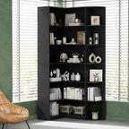 Loomie Black Book Shelf, 6 Tiers Shelf Large Tall Corner Etagere Bookcase with Full Baffle, L-Shaped Modern Storage Display Industrial Bookshelves for Bedroom, Home Office, Living Room & Kitchen,Black
