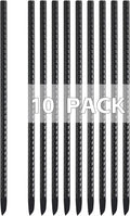 Rebar Stakes 16 Inch, 10 Pack Ground Stakes Heavy Duty with Chisel Point, Straight Metal Stakes for Concrete Form, Landscaping, Camping Tent or Timber, Black