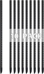 Rebar Stakes 16 Inch, 10 Pack Ground Stakes Heavy Duty with Chisel Point, Straight Metal Stakes for Concrete Form, Landscaping, Camping Tent or Timber, Black