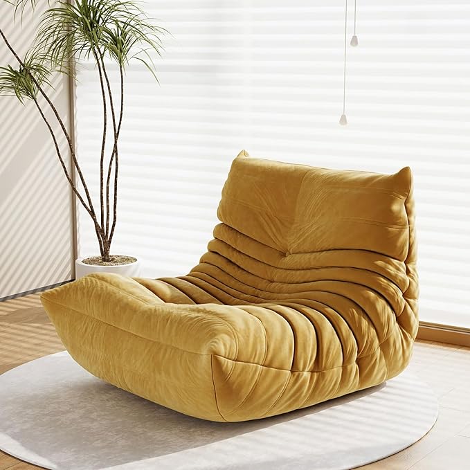 Bean Bag Chairs for Adults, Bean Bag Sofa - Adult Size with Soft Waterproof Fabric for Living Room, Apartments, Reading Corner, Gaming, and Movie Venue (Yellow)