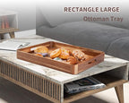 Large Wooden Ottoman Tray, Great 22"x18" Rectangle Trays for Big Ottoman Counter, Huge Kitchen Wood Serving Tray Round Corner, Living Room Coffee Table Decor Centerpiece Organizer Trays