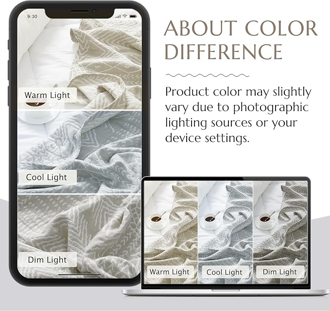 JINCHAN Boho 100% Cotton Muslin Blanket 3-Layer Queen Size 80x90 Inches Geometric Light Grey Lightweight Reversible Soft Comfy Throw for Couch Sofa Bed Coverlet Quilt Large Blanket Bedroom All Seasons