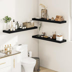 Black Floating Shelves for Wall 36 Inches Long, 12" Deep Wall Shelves 2" Thick, Heavy Duty Shelf for Bedroom, Bathroom, Living Room, Kitchen, Office, Home Decor, Modern Shelf Set of 2, 36" X 12" X 2"