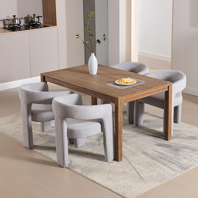 Grey Chenille Dining Chairs Set of 2, Modern Barrel Dining Room Chairs Upholstered Faux Fur Accent Chair with Arms and Round Back for Living Room Kitchen Armchair No Assembly Needed