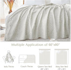 jinchan Boho 100% Cotton Blanket Muslin Twin Size 60x80 Inches Lightweight 3-Layer Geometric Triangle Striped Reversible Quilt Throw Soft Breathable Comfy All Seasons for Couch Bed Decor, Light Grey