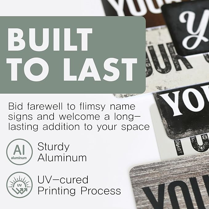 Rustic Custom Metal Sign - Custom Sign for Indoor or Outdoor Use (Rustic Tan Double Border, 15 inches x 4 inches)